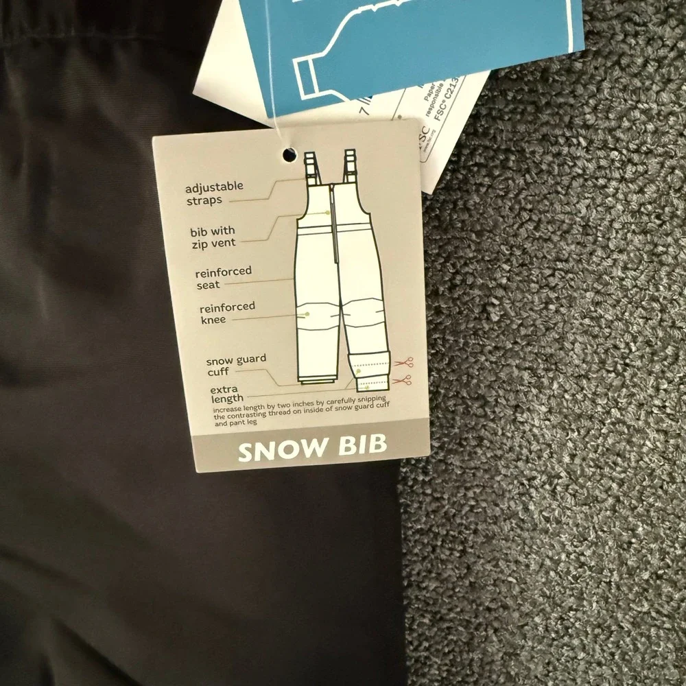 NWT Kids 2T Snow Bib Pant Boy Girl Insulated Water Resistant Winter Ski Overalls